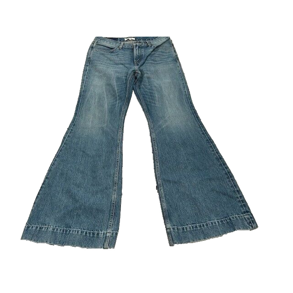 RE/DONE Womens 70s Low Rise Flared Jeans Denim Stretch Lake Blue Size 27 NWT